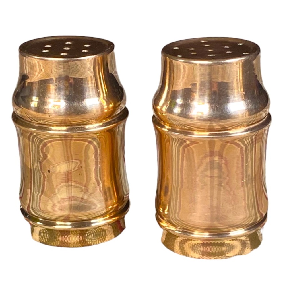 Vintage Solid Brass Salt & Pepper Shakers